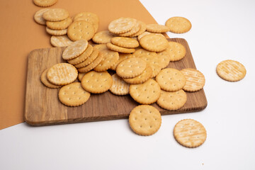 Sandwich cookies, biscuit, on a light background. Modern concept of cookies. Tasty snack