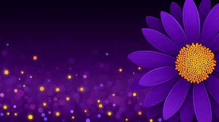 Obraz premium Purple flower blossom on dark background with glowing lights