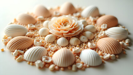sea shells  art on a white  background