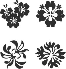set of floral design elements. minimalist botanical tattoo design