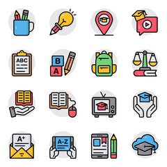 Set of Education and Learning Flat Icons 