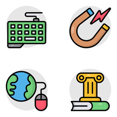 Set of Education and Knowledge Flat Icons 