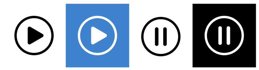 Media player button icons set.Pause, rewind, fast forward Play video icon collection.Vector Illustration 