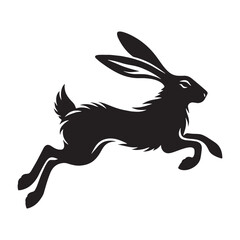 Iconic running hare silhouette vector with clean edges for professional branding – hare silhouette – hare vector – hare illustration – silhouette of hare – hare icon

