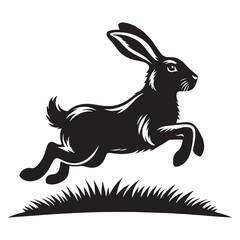 Detailed running hare silhouette vector for professional design projects – hare silhouette – hare vector – hare illustration – silhouette of hare – hare icon

