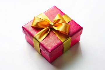 Obraz premium Aerial View Gift Box, Isolated White Background, Luxury Present Package, Top Down Shot