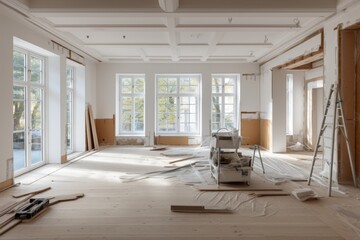 Fototapeta premium Interior of a living room under renovation