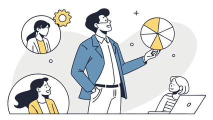 Business Strategy And Team Collaboration With Data Analysis Presentation In A Modern Office Environment