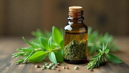  bottle essential oil herbs herb herbal natural organic plant medicine medicals ingredient kitchen leaf thyme treatment wellness spice spa rosemary sage nature cookery created with generative ai