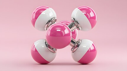A vibrant and colorful molecular structure featuring pink and white atomic spheres. Ideal for educational materials, science-related content, and creative designs.
