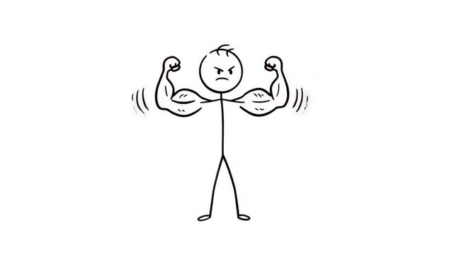 character animation of the line figure of an iron lifting athlete
