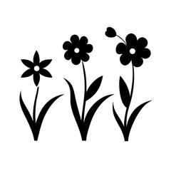 Flower icons set isolated on transparent background. Silhouettes spring flower icon set. Garden plants illustration sign collection. Beautiful symbol.
