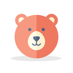 Cute flat vector illustration of a smiling red bear face with blue eyes, perfect for kids, wildlife, or nature-themed designs.