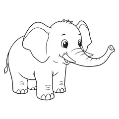 Fototapeta premium Cute elephant illustration for children's coloring book 