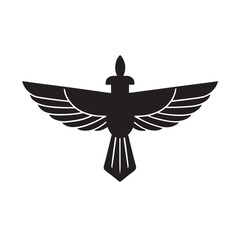 Fototapeta premium Zoroastrian faravahar winged deity silhouette