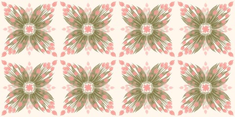 Seamless watercolour and unique floral pattern background for covers, notes, Soft backgrounds colour. Watercolour art work. Flower stalk. Tulip