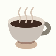Illustration of a Cup of Coffee in a Simple Minimalist Style