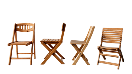 Wooden Chairs Composition: A composition of diverse wooden chairs, each showcasing a unique design with their natural wood grains, adding a touch of rustic charm to the scene.