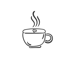 png hot take away paper cup with doodle beverage espresso latte mocha fast food coffee cup cafe black ink cardboard clip art engraving silhouette hand-drawn graphic

