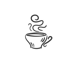 png beverage cartoon drawing of coffee cup and tea latte cappuccino cafe hot drink black ink outlined illustration vector fast food label package ecology linear simplicity

