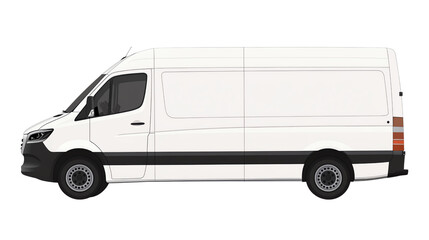 White delivery van on a white isolated background, perfect for logistics and transport themed projects.