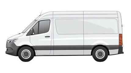 Fototapeta premium White delivery van on isolated background, ideal for transport and logistics concepts.