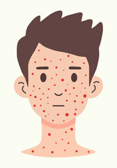 Illustration of a man's neck and face covered in red spots