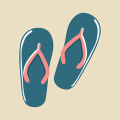 Simple Illustration of Two Pairs of Sandals in Cartoon Design Style