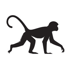 Modern monkey silhouette vector with fluid lines designed for minimal branding – monkey silhouette – monkey vector – monkey illustration – silhouette of monkey – monkey icon

