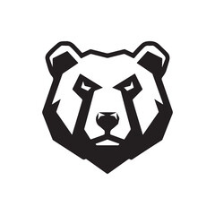 Stylized Black Bear Face Silhouette Vector for Logo Design