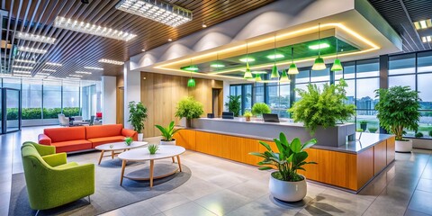 Aerial View of Modern Office Building Reception Area