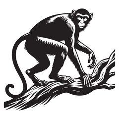 Simplified monkey silhouette vector ideal for integration into brand designs – monkey silhouette – monkey vector – monkey illustration – silhouette of monkey – monkey icon

