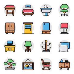 Furniture and Office Furniture Flat Icon 