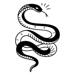 Fototapeta premium Black and white vector illustration of a snake on a plain white background