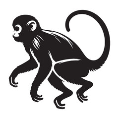 Elegant monkey silhouette vector for high-contrast logos and branding elements – monkey silhouette – monkey vector – monkey illustration – silhouette of monkey – monkey icon

