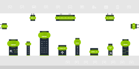 png commercial signage with banner factory frame display system template advertising apartment mall architecture store indoor vector blank pylon red board design

