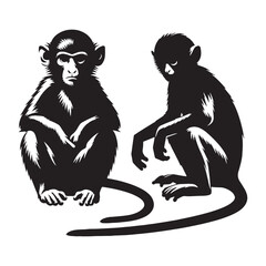Unique monkey vector silhouette ideal for creative and minimalistic logos – monkey silhouette – monkey vector – monkey illustration – silhouette of monkey – monkey icon

