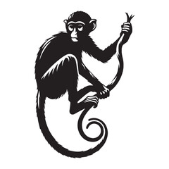 Versatile monkey silhouette vector with clean lines for various design applications – monkey silhouette – monkey vector – monkey illustration – silhouette of monkey – monkey icon

