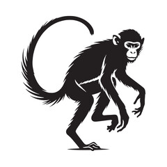 Detailed monkey silhouette vector for high-quality visual designs and logos – monkey silhouette – monkey vector – monkey illustration – silhouette of monkey – monkey icon

