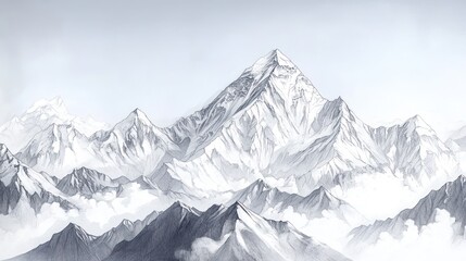 Majestic Himalayan Peaks, Cloudy Sky, Mountain Range, Serenity, Nature Wallpaper