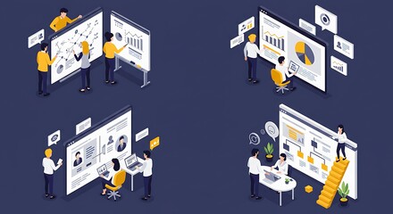 Obraz premium Design flat vector illustrations of modern business scenes