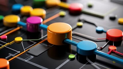 Networked Connectivity: A vibrant visualization of interconnected nodes forming a complex network, representing data flow, communication, and technological infrastructure.