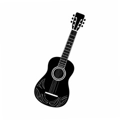 Obraz premium creative Silhouette Classical Guitar Icon Vector Illustration 