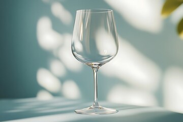 Floating crystal wine glass mockup in bright