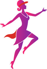 Pink modern dancer in motion pose with hat – Dance Day flat vector