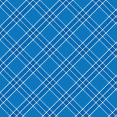Plaid with twill weave repeat pattern.Gingham checkered tartan seamless pattern in blue and white.Vector illustration texture background design for fabric and prints.