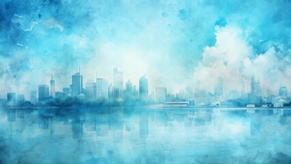 Airy Blue Watercolor Background: Calm Abstract Aquarelle Texture for Card Design