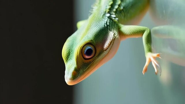 Close-up Portrait of a Vibrant Green Plumed Basilisk Lizard
