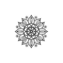 Black silhouette mandala vector round lace ornament design 