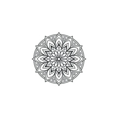 Black silhouette mandala vector abstract snowflake background